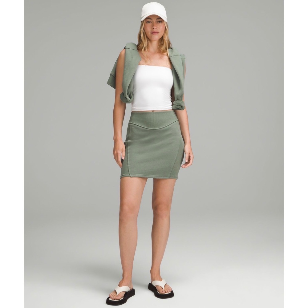 Lululemon Scuba High-Rise Mini Skirt Grey Eucalyptus Green XL